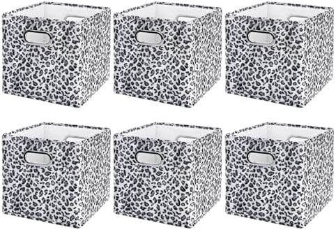 ANMINY Leopard Cheetah Print Storage Cubes Bins, Velvet, Gray, 11Inch 6PCS by ANMINY