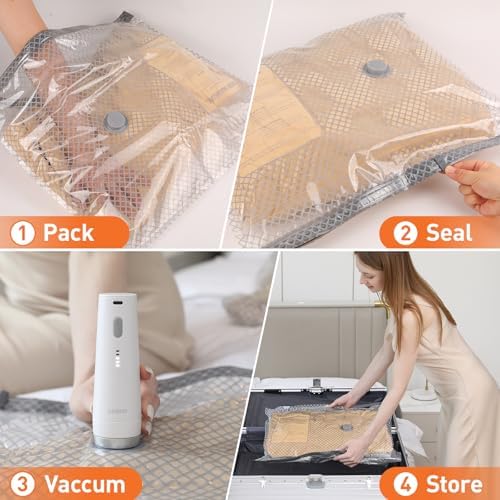 Vacuum Storage Bags for Travel with Cordless Electric Pump, 10 Pack Compression Packing Bags for Luggage and Suitcase, Space Saver Seal Bags for Clothes and Clothing - Image 6