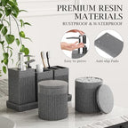6-Piece Bathroom Set Grey - Stone Textured Resin Bathroom Organizer with Soap Dispenser, Toothbrush Holder, Vanity Tray, Tumbler & Cotton Swab Jars for Small Spaces - Image 4