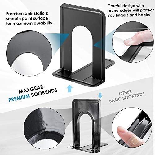 MaxGear Book Ends Universal Premium Bookends for Shelves, Non-Skid Bookend - Image 2
