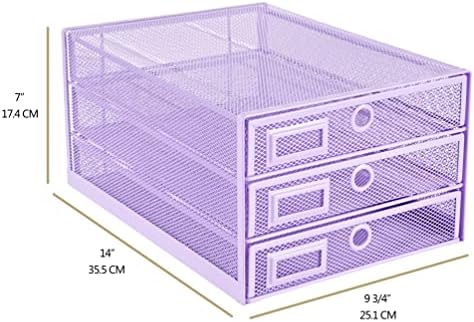 Annova Desk Organizer Wire Mesh 3 Tier Sliding Drawers Paper Sorter/Multifunctional/Premium Solid Construction for Letters, Documents, Mail, Files, Paper, Kids' Art Supplies (Light Pink) - Image 2