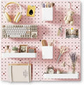 FZK Modular Plastic Pegboard Wall Organizer Kit, Pink, 12x12, 4 Panels by FZK