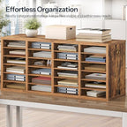 HOOBRO Literature Organizers, 24 Compartments Office Mailbox with Adjustable Shelves, Wood Countertop Literature Sorter for Office, Home, Classroom, Mailrooms Organization Rustic Brown FG64WF01 - Image 2