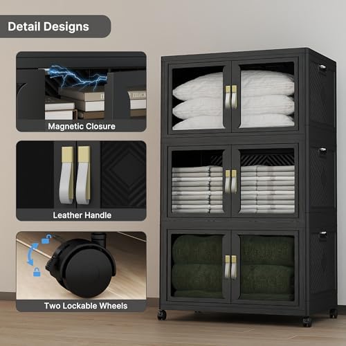 UAMFURI Stackable Storage Bins with Lids, 480QT Extra Large Storage Cabinet - Image 4