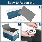 Fab totes Storage Bins 8-Pack, Foldable Storage Baskets for Organizing Toys, Books, Shelves, Closet, Large Storage Box with Rope Handles, Sturdy Organizer Bins, White & Blue - Image 4