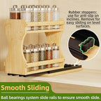 BAMEOS Pull Out Spice Rack Organizer for Cabinet, Bamboo Wide 4.2" Slide Out Seasoning Organizer for Kitchen, No Drill Anti-Tip Ball Bearing Silent Glides, Pantry Cabinet Organizer,Natural - Image 3