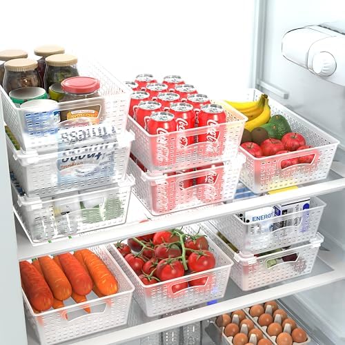 Simple Houseware Stackable Plastic Woven Basket Organizer, 6 Pack, Clear - Image 2