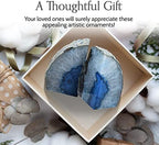 Nature's Decorations Blue Agate Bookends - A-Quality Small Heavy Duty Geode, Navy & Cobalt Office Decor Accents, Unique Crystal Gift, 1 Pair (2-3 lbs) - Image 2