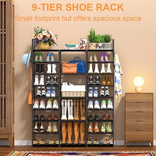 Kottwca 9-Tier Metal Shoe Rack Organizer for 50-55 Pairs - Space Saving Shoe Storage Shelf for Entryway, Closet, Bedroom, Hallway - Image 5