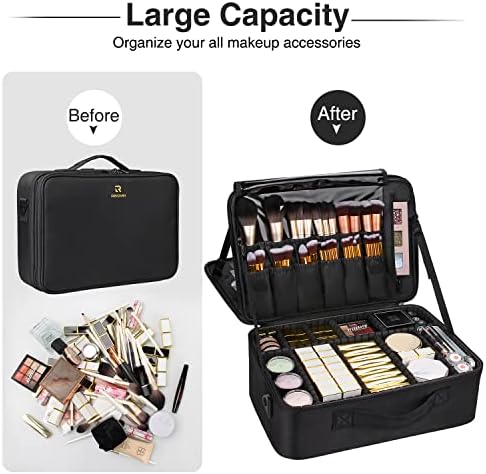 MONSTINA Large Makeup Case, 3 Layers Makeup Bag Cosmetic Organizer Brush Bag Barber Train Case Makeup Artist Box for Hair Curler Hair Straightener Brush Set and Cosmetics - Image 6