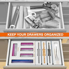 DALSHABET 9 IN1 Bamboo Storage Bag Drawer Organizer with Cutter, Foil and Plastic Wrap Dispenser for Kitchen Storage Compatible with All Brands Gallon, Quart, Sandwich & Snack Size Bags - White - Image 2