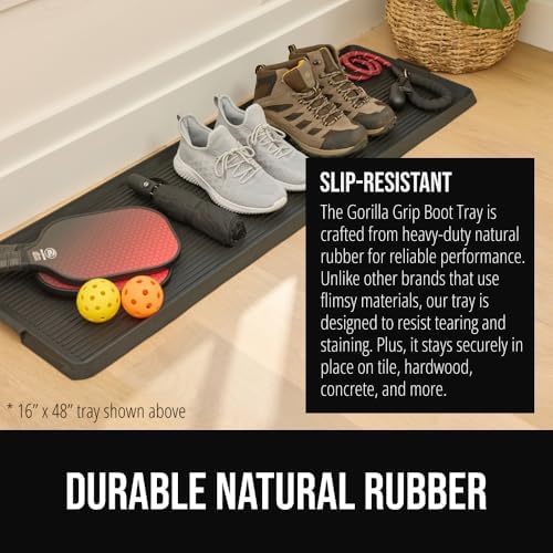 GORILLA GRIP Boot Tray for Shoes, Natural Rubber Door Mat, 48x16 Black - Image 4
