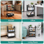3 Tier Rolling Storage Cart Metal Utility Cart with Wheels - Image 7