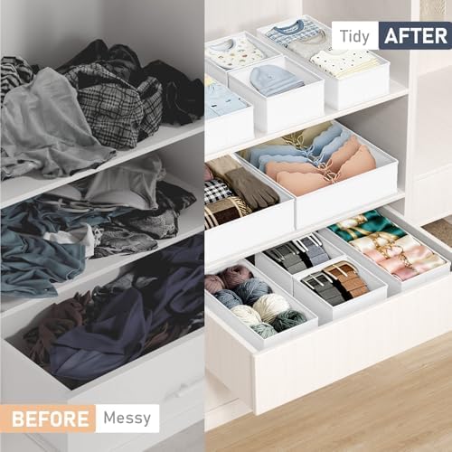 DIMJ Drawer Organizer Clothes - 30 Pack Baby Dresser Organizer for Nursery Closet Organization, Fabric Drawer Organizer Bins for Underwears Socks Bras, Foldable Storage Dividers for Bedroom - Image 5