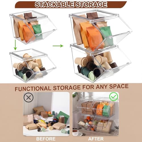 Yerliker 20 Pcs Stackable Storage Bins with Lids Organizer, Clear - Image 4