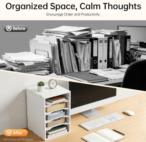 Mail Sorter Organizer, 11 Compartments Mailbox for Classroom, Desktop File Organizer with Adjustable Shelves, for Office Home Classroom, PVC, White - Image 5