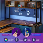 DUMOS 67" L Shaped Gaming Desk，Corner Computer Desk with Storage Shelf - Image 4
