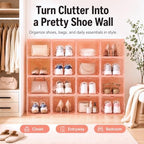 Translucent Pink Shoe Storage Boxes, 2026 2nd Gen Thickened Hard Plastic Stackable Organizer with Magnetic Door, Folding Shoe Racks for Closet, Decorative Sneaker Display Cases, 6 Pack - Image 4