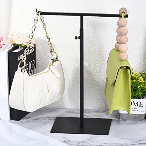 uxcell Purse Display Stand T Shaped Metal Adjustable Handbag Rack Double Hook Holder Necklace Organizer for Home Boutique Store - Black - Image 6