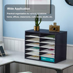 PAG-Mass Countertop Mail Sorter Organizer, Wooden Literature Organizer, Student Mailbox for Classroom, Desktop Bill Organizer for Office Home School, 12 Compartments, Black&White - Image 5