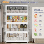 360QT Extra Large Stackable Storage Bins with Lid, 90Gal Plastic Closet Organizers and Storage Drawer, Collapsible Cabinet Box with Wheels Clear Doors for Home Kitchen Office, 3Pack White - Image 3