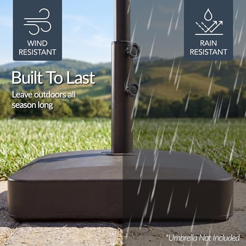 Best Choice Products 55lb Fillable Umbrella Base Stand, Plastic Patio Umbrella Stand with Pole Holder, Adjustment Knob for Outdoor, Lawn, Deck, Asscher Design - Brown - Image 6