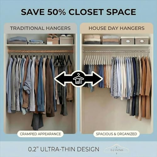HOUSE DAY Ivory Plastic Hangers 100 Pack, Ultra-Thin Heavy Duty Non-Velvet - Image 5