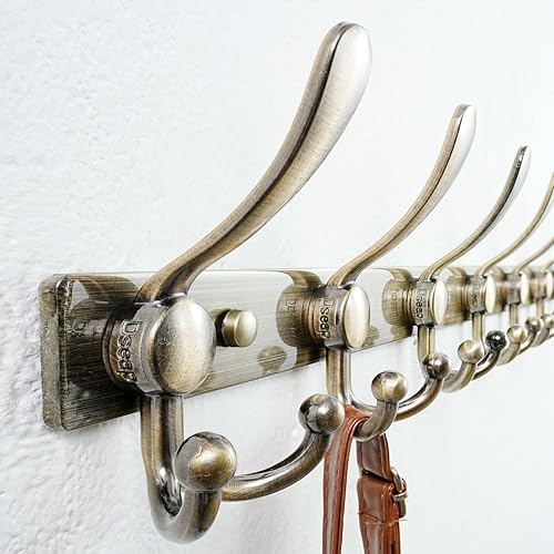 Dseap Coat Rack Wall Mount 37 Inch, Heavy Duty 12-Gauge Base vs Flimsy 1mm, Double-Thick Solid Anti-Snap Hooks, 16” Stud-Mount, Stainless Steel 10-Hook Hanger for Closet Entryway, Bronze - Image 2