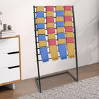 Scarf Display Stand, 10 Tier Metal Scarf Holder Organizer, Freestanding Scarf Rack for Commercial Clothing Retail Store, Adjustable Feet Towel Rack Ties Belt Pants Hanging Rack (Black) by WUSILILU