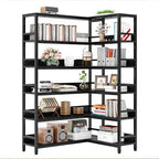 IRONCK Corner Bookshelf 6 Tiers, Industrial Corner Bookcase with Baffles Etagere, L Shaped Bookshelves with Metal Frame, Corner Shelf Storage Rack for Living Room Home Office by IRONCK