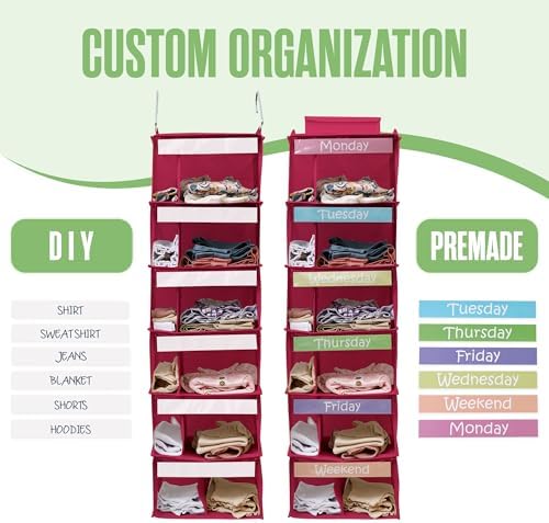 Kids Clothes Organizer, Weekly Clothes Organizer for Kids, Pink, 6 Shelf - Image 7
