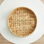 Round Water Hyacinth Serving Tray with Built-in Handles, Hand Woven Rattan Basket for Breakfast, Coffee, Tea, Snacks & Fruit, Decorative Storage Organizer, 13 Inch - Image 6