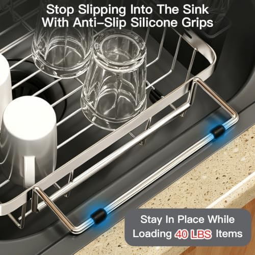 MAJALiS Expandable Dish Drying Rack Over Sink with Extra Drying Mat - Image 6