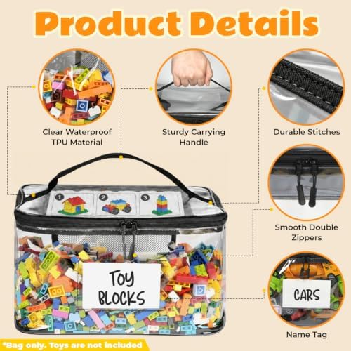 6-Pack Extra Large Clear Toy Storage Bags with Zippers, TPU - Image 5