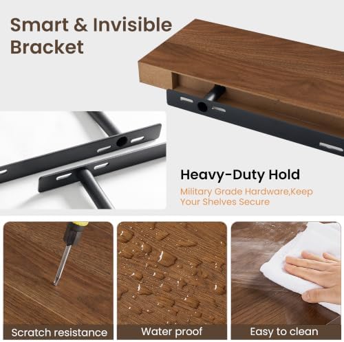 72 Inch Floating Shelves for Wall 2 Pack, Wood Wall Bathroom Shelves - Image 3