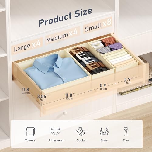 DIMJ Drawer Organizer Clothes - 16 Pack Baby Dresser Organizer for Nursery, Foldable Drawer Organizer Bins for Closet Bedroom Organization, Fabric Clothes Storage Dividers for Underwears, Socks, Bras - Image 2