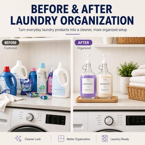 2 PCS 64 Oz Glass Liquid Laundry Detergent Dispensers with Pumps - Image 6