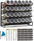 SpaceAid Spice Rack Organizer with 28 Spice Jars, 386 Spice Labels, Chalk Marker and Funnel Set for Cabinet, Countertop, Pantry, Cupboard or Door & Wall Mount - 28 Jars, 13.4" W × 10.8" H, Black by SpaceAid