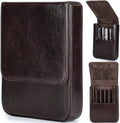 Top Grain Genuine Leather 6 Pencil/Pen Tray Case Organizer, Fashion Design No Logo, Handmade, Magnetic Closure with Drawer Design, Gift Choice for Man/Woman/Office, Glossy Coffee, 6 Slots by CataPurusLeatherCrafts