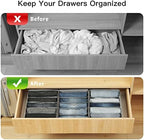 Qozary Pants Jeans Organizer for Closet, 4 Pack Drawer Organizers for Clothing, 5 Grids Wardrobe Clothes Storage for Deep Drawer, T-Shirts, Legging, Short - Image 2
