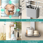 Adjustable Shower Caddy Hanging Over Shower Head, Storage Organizer Rack - Image 5