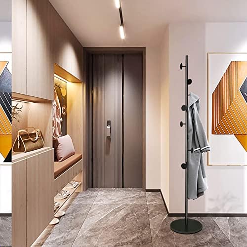 Coat Tree Freestanding, Metal Coat Rack Tree with 8 Hooks, Free Standing Hanger for Hats Scarves Purses Umbrellas, Coat Stands with Stable Base for Entryway Bedroom, Black - Image 6
