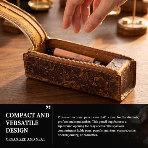 Gexmil Genuine Leather Pen Case, Hand-made Stationery Bag for Work Office - Image 6