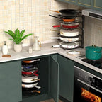 6-Tier Multifunctional Adjustable Pan & Pot Rack for Cabinet, Countertop Organizer, Pot Organizer for Kitchen Organization & Storage, Pot Lid Organizer (Black) - Image 3