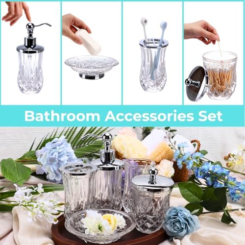 Clear Bathroom Accessories, Round Thick Glass & Metal Pump - Image 5