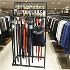 Floor Mounted Belt Hanger, Stepped Belt Display Rack with Hanging Rods and Hooks, 21 Hooks, Lengthened and Bolded, Capacity for Ties, Scarves, Accessories(Gold) - Image 6