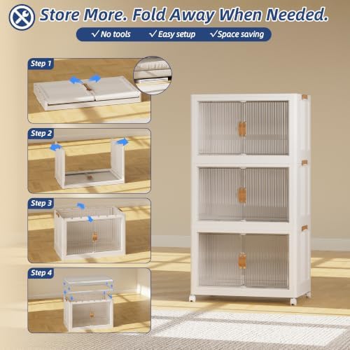 SAILUN Stackable Storage Bins with Lid, 320QT 3Pack Beige - Image 7