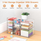 DOMNIU Acrylic Makeup Drawer Storage Organizer with 13 Drawers, 3 Set - Image 6