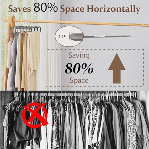 Velvet Felt Pants Hangers 30 Pack, with Cascading Hooks (Gray) - Image 3