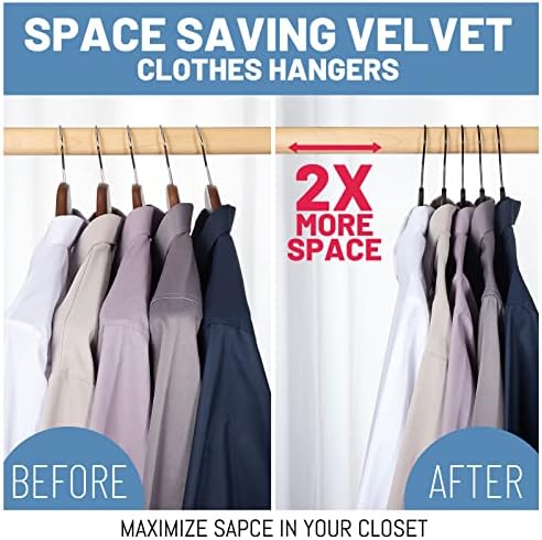 HOUSE DAY Black Velvet Hangers 240 Pack, Non Slip Felt Hanger +Black Hook - Image 4